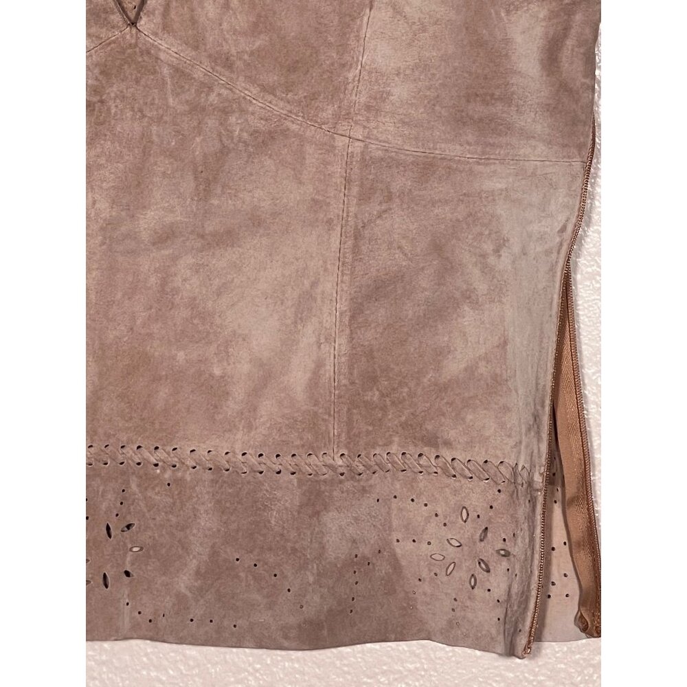 HIT P Size P Suede Leather Beige Vest Perforated Design Western Rodeo Tribal - Picture 9 of 16